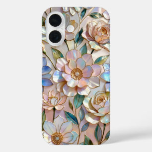 Étui de téléphone en verre teinté floral de luxe p