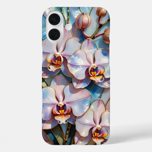 Étui de téléphone esthétique à orchidée rose bleu (Verso)