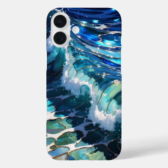 Étui de téléphone esthétique à vague d'océan bleu (Verso)