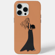 Étui de téléphone femme en robe noire avec dessin 