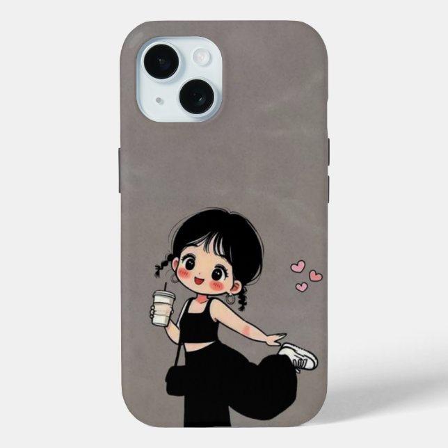 Étui de téléphone Fille de dessin animé mignonne (Verso)