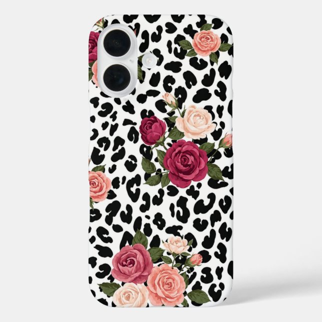 Étui de téléphone floral à imprimé léopard chic av (Verso)