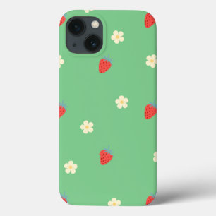 Étui de téléphone floral à la fraise mignon.