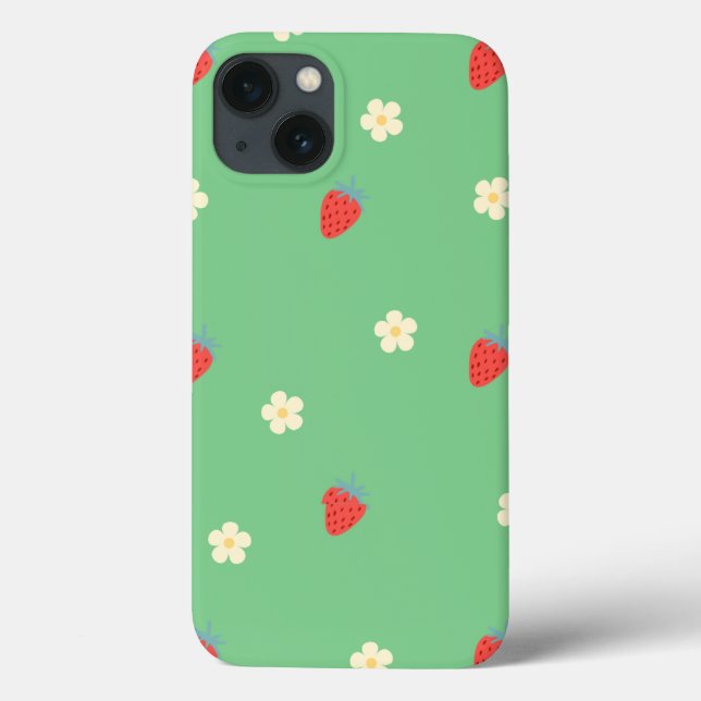Étui de téléphone floral à la fraise mignon. (Verso)