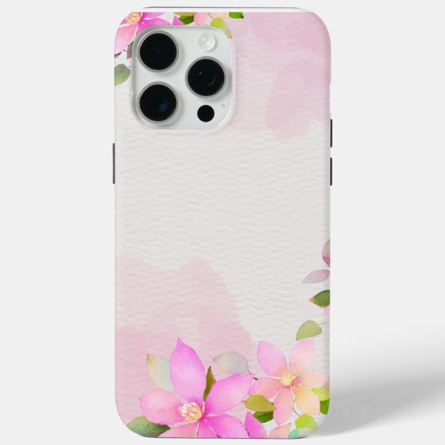 Étui de téléphone floral aquarelle rose (Verso)