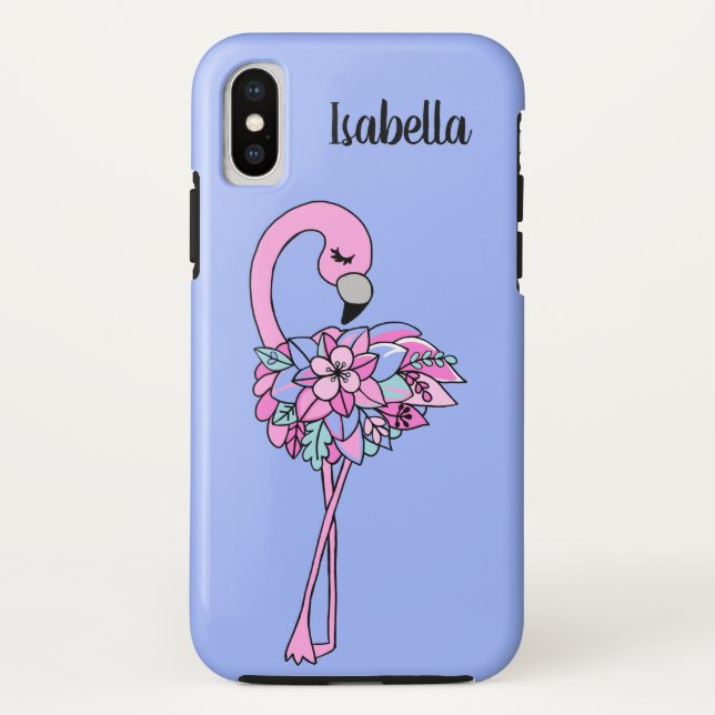 Étui de téléphone floral flamant rose (Dos)