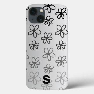 étui de téléphone floral noir et blanc personnalis
