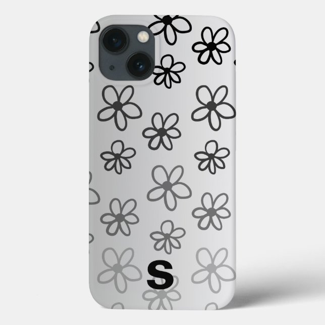 étui de téléphone floral noir et blanc personnalis (Verso)