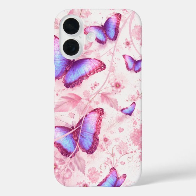 Étui de téléphone floral papillon rose. (Verso)
