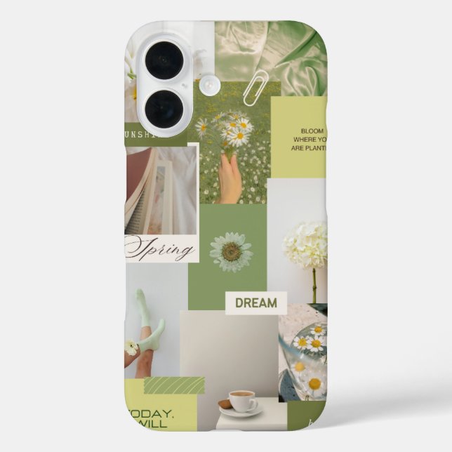 Étui de téléphone floral vert sauge beau et tendan (Verso)