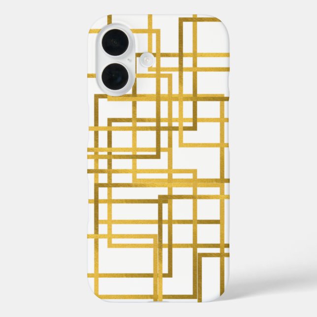 Étui de téléphone géométrique doré de luxe | étui  (Verso)