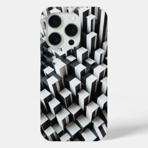 Étui de téléphone géométrique noir et blanc 3D mod