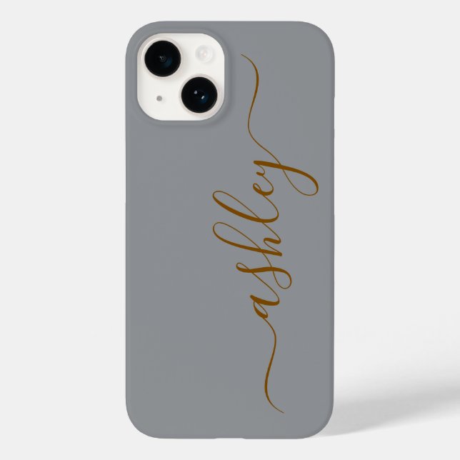 Étui de téléphone gris doux de luxe avec nom perso (Verso)