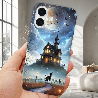Étui de téléphone Halloween Chat Noir Mystérieux