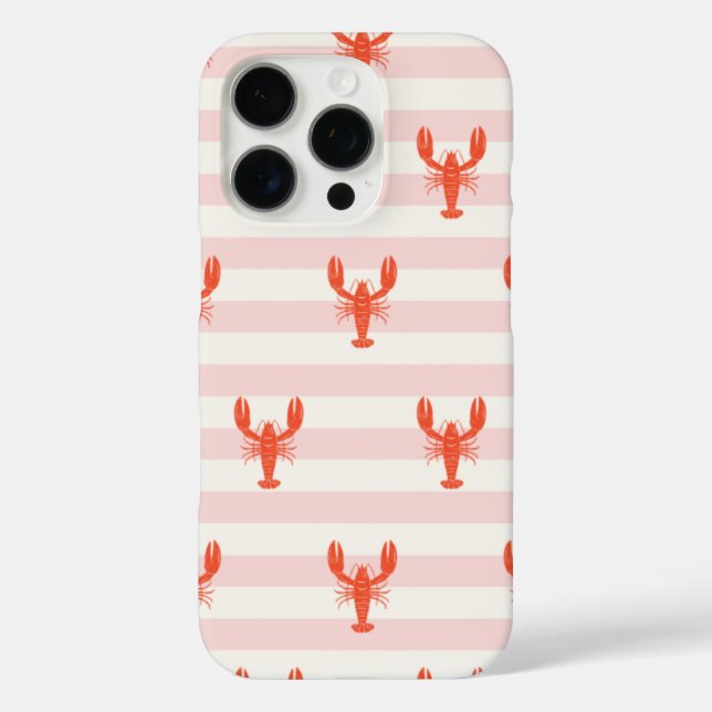 Étui de téléphone homard rayé rose et blanc style  (Verso)