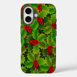Étui de téléphone Houx Vert avec Baies Rouges