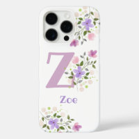 Étui de téléphone Initial Plus Nom & Fleurs Design