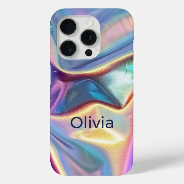Étui de téléphone iridescent personnalisé | Nom pe (Verso)