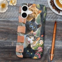 Étui de téléphone Jardin de chats drôles avec mono