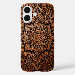 Étui de téléphone mandala élégant marron