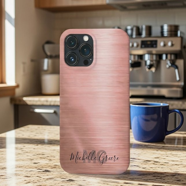 Étui de téléphone métallisé or rose chic (Créateur téléchargé)