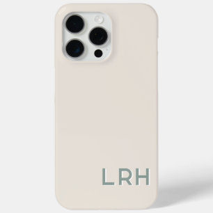 Étui de téléphone minimal monogramme crème sauge
