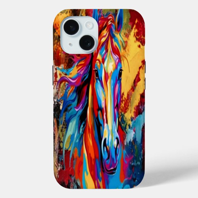 Étui de téléphone mobile abstrait Cheval Coloré,  (Verso)