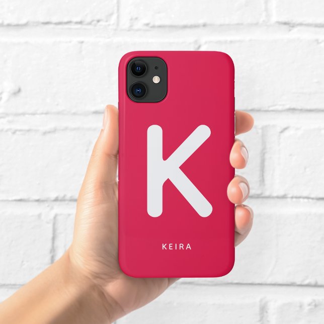 Étui de téléphone Monogramme Rouge Cerise (Créateur téléchargé)