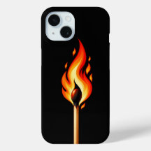 Étui de téléphone noir à flamme d'allumette brûlan