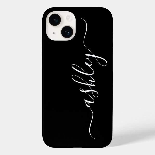 Étui de téléphone noir de luxe avec nom personnali (Verso)