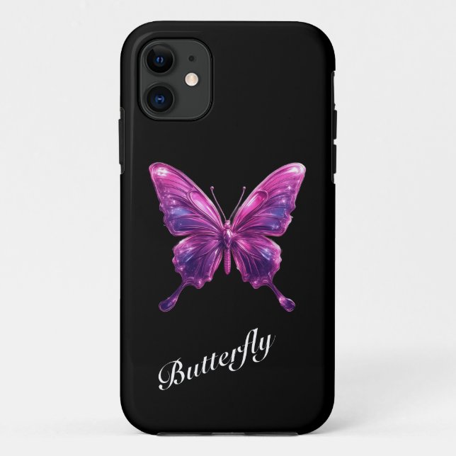 Étui de téléphone Papillon Chrome Rose Y2K (Dos)