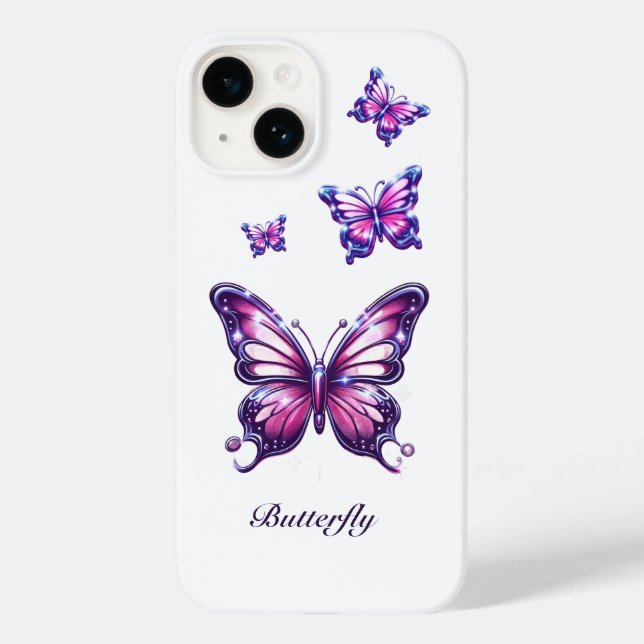 Étui de téléphone Papillon Chrome Rose Y2K  (Verso)