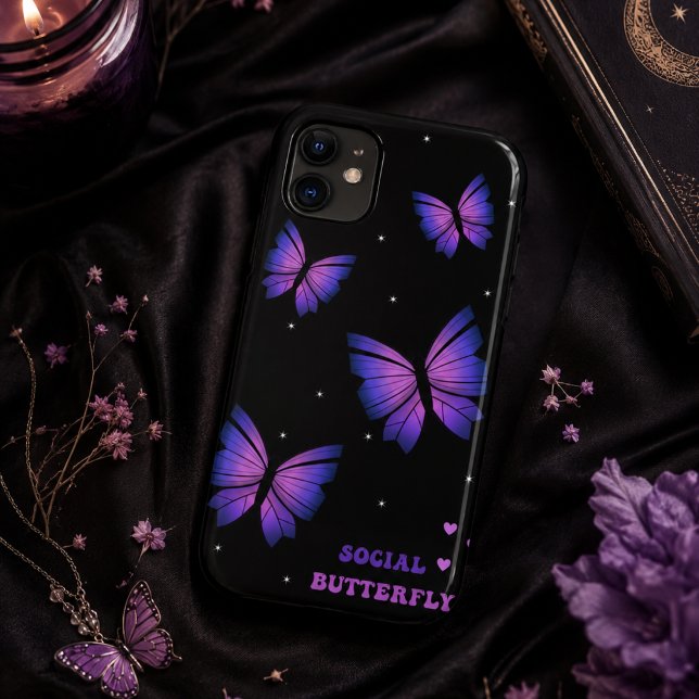 Étui de téléphone papillon noir et violet  (Créateur téléchargé)
