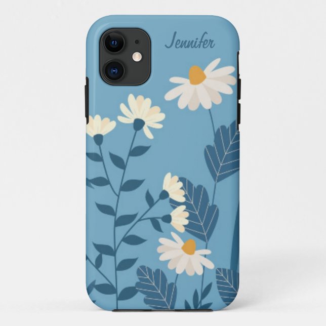 Étui de téléphone personnalisé thème Blue Daisy Fl (Dos)