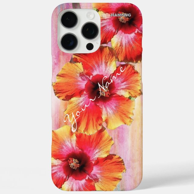 Étui de téléphone portable à fleurs d'Hibiscus Haw (Verso)