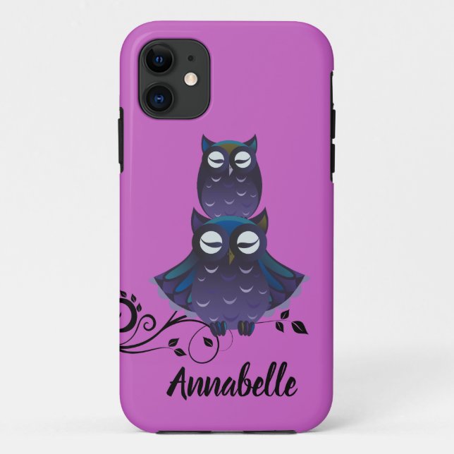 Étui de téléphone portable violet thème Hibou pour (Dos)
