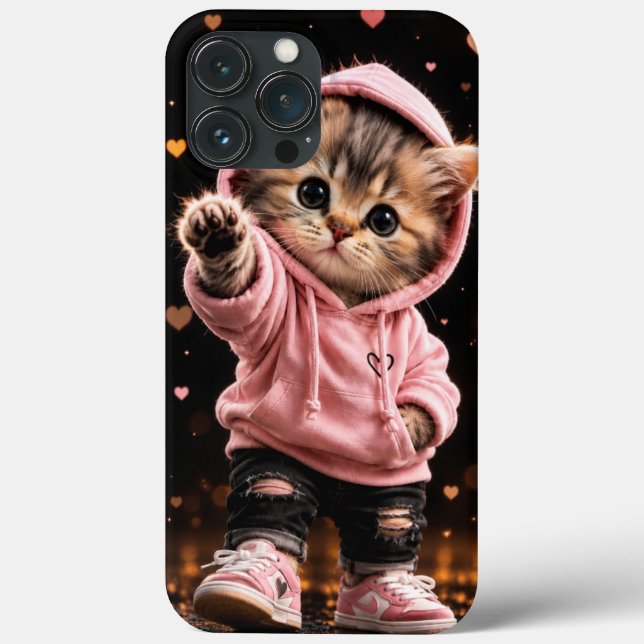 Étui de téléphone pour chaton en sweat à capuche r (Verso)