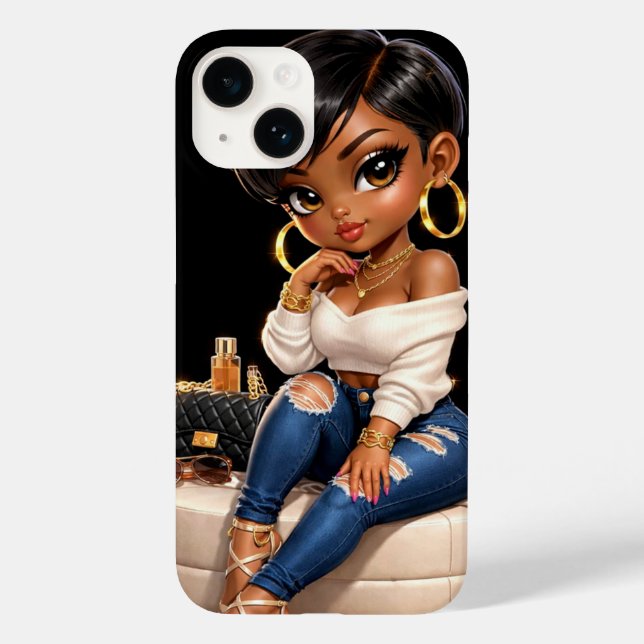 Étui de téléphone pour fille noire - Luxe esthétiq (Verso)