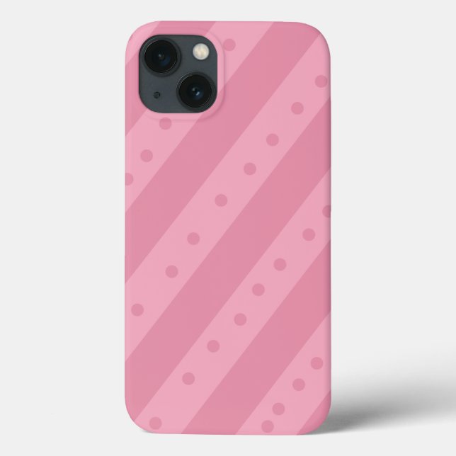 Étui de téléphone rose avec rayures et points (Verso)