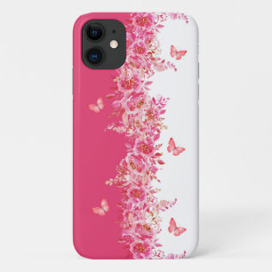 Étui de téléphone rose botanique