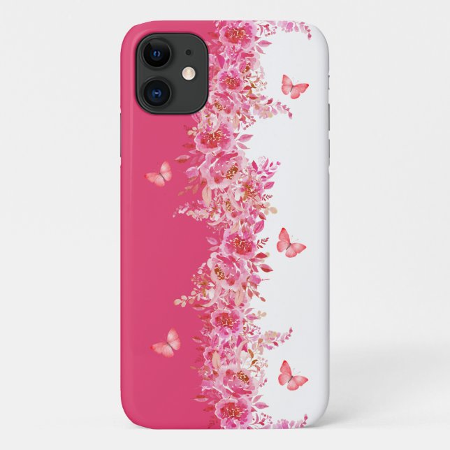 Étui de téléphone rose botanique (Dos)