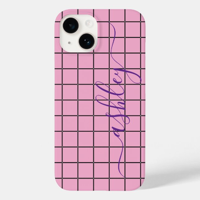 Étui de téléphone rose clair de luxe avec nom pers (Verso)