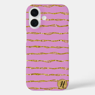Étui de téléphone rose et paillettes dorées