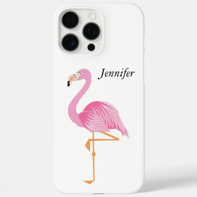 Étui de téléphone rose flamant monogrammé (Verso)