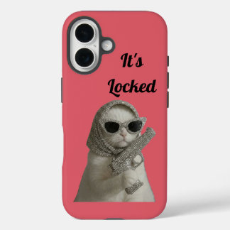 Étui de téléphone rose lunettes de soleil de chat 