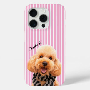 Étui de téléphone rose rayé personnalisé avec phot