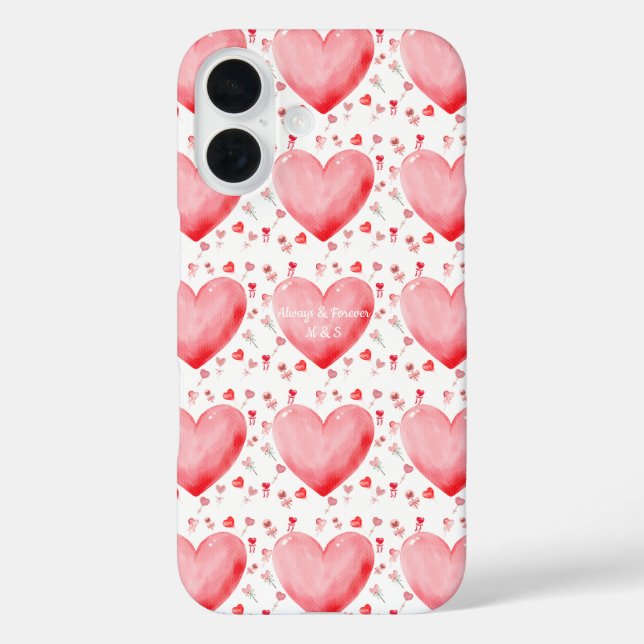 Étui de téléphone Saint-Valentin à cœur aquarelle  (Verso)