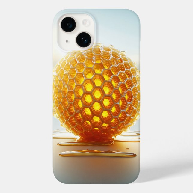 Étui de téléphone sphère en nid d'abeille doré liq (Verso)