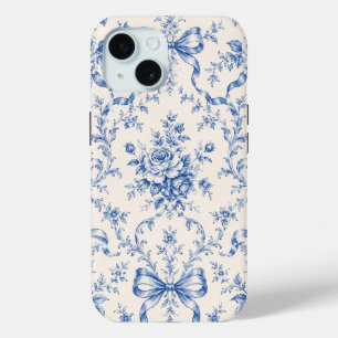 Étui de téléphone Toile Ruban Rose Rococo Bleu