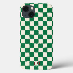 Étui de téléphone vert à carreaux personnalisé
